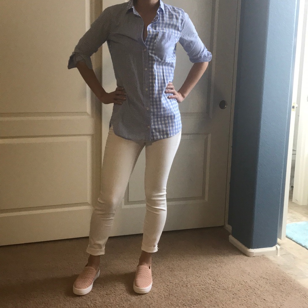 Light blue checkered long sleeve